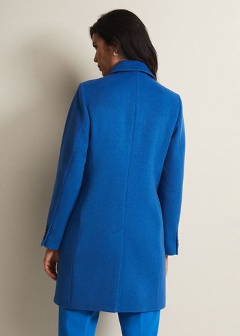 Phase Eight Lydia Blue Wool Smart Coats Turquoise USA | 9358016-OK